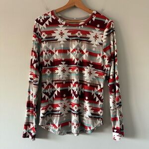 Southwestern Aztec Western Prairie Native American Ribbed Thermal Juniors XL